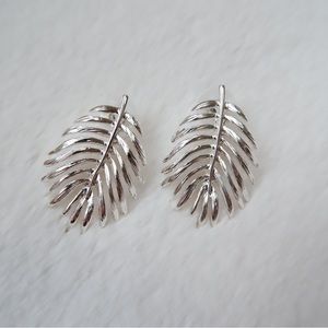 Olive Silver Leaf Earrings